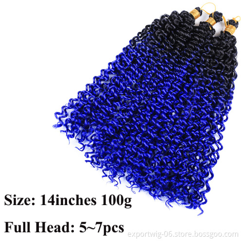 Wholesale Water Deep Twist Crochet Hair 14inch Ombre Color Synthetic Fiber Hair Water Wave Passion Braiding Hair Extensions